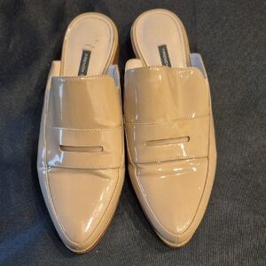 French Connection Louis Tan Patent Leather Mules